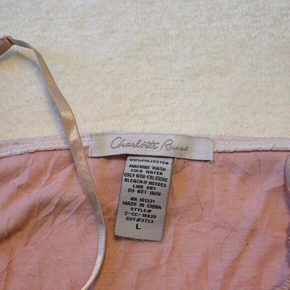 Vintage 2000s Charlotte Russe Pink and Cream Layered Lace Cami Tank Top - Picture 3 of 3